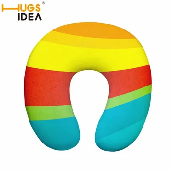 

HUGSIDEA Rainbow Pattern Neck U-Shaped Pillow Memory Foam Travel Pillow Head Neck Support Rest Air U Pillow Best Christmas Gift