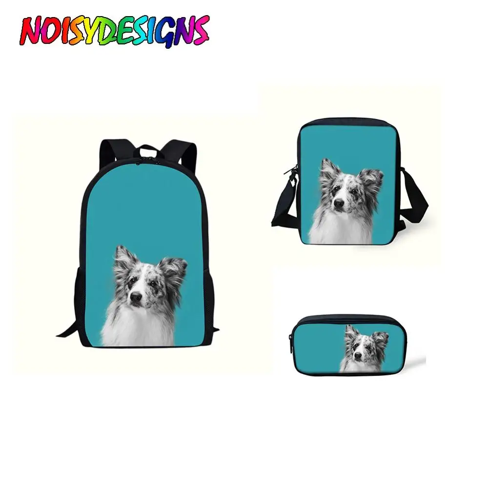 Рюкзак NOISYDESIGNS школьная сумка с рисунком бордюра колли школьный рюкзак для
