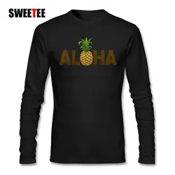 Алоха, ананас Винтаж Гавайская футболка для мужчин осень 100% хлопковая футболка одежда топ с длинными рукавами и принтом Футболки для