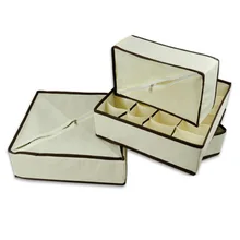 4pcs/set Solid Color Non-Woven Underwear Organizer Storage Box Without Cover Multi Cells Folding Closet Organizer For Bra Socks 4pcs/set Solid Color Non-Woven Underwear Organizer Storage Box Without Cover Multi Cells Folding Closet Organizer For Bra Socks