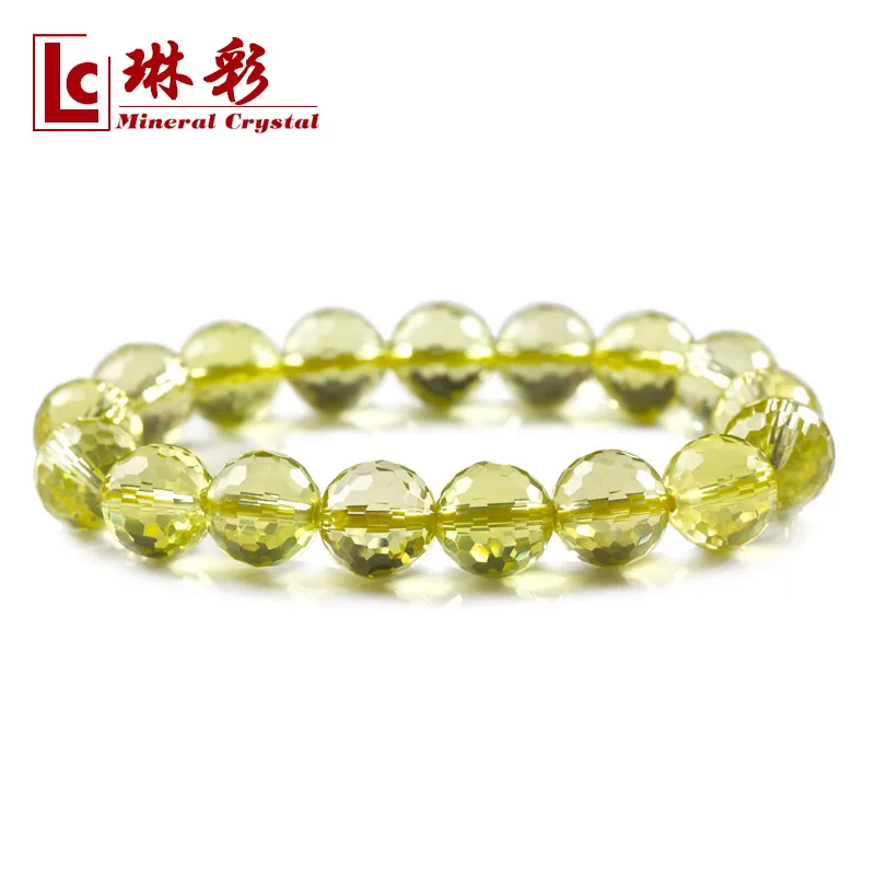 

5 natural yellow crystal bracelet male women's lucky 128 facet bracelet