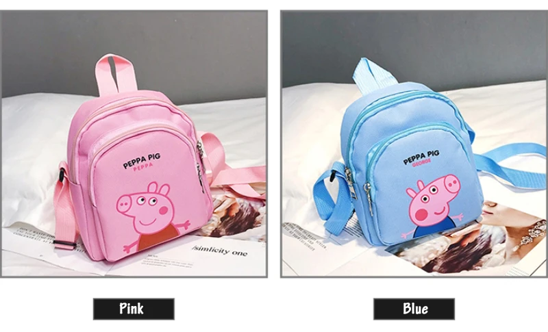 Peppa Pig Toy Cartoon Character Action Figure Backpack High Quality Material Nylon Cloth Cartoon Bag School Bag Children's Gift