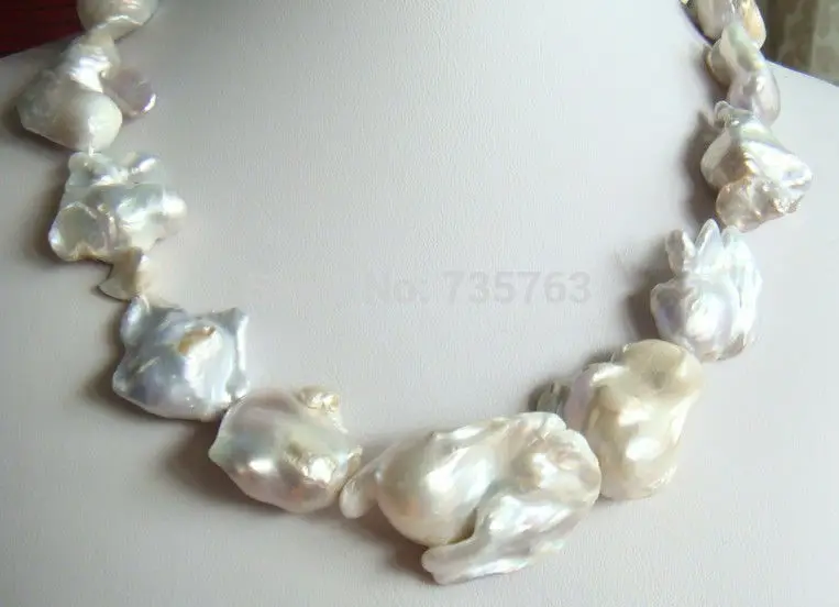 

HOT 0015259 natural Australian south sea white pearl necklace 18''s925