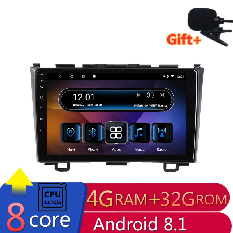 

9" 4G RAM 2.5D IPS 8Core Android 9.1 Car DVD Multimedia Player GPS For Honda CRV 2007 2008 2009 2010 2011 audio radio navigation