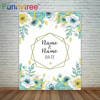 

Funnytree photography backdropsname date with folwers and green leaves photocall photography studio funds new photographic