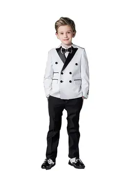 

2019 New Stylish Boy's Suits for Wedding Double Breasted White And Black Formal Dress Tuxedo Suit For Boys