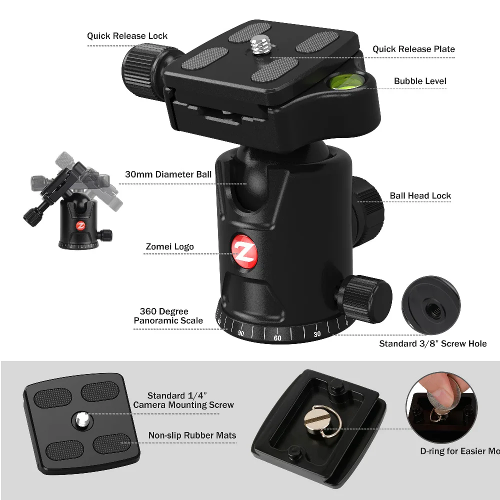  Zomei M8 Camera tripod Monopod Portable Magnesium Aluminium Professional Tripod Stand Quick Release