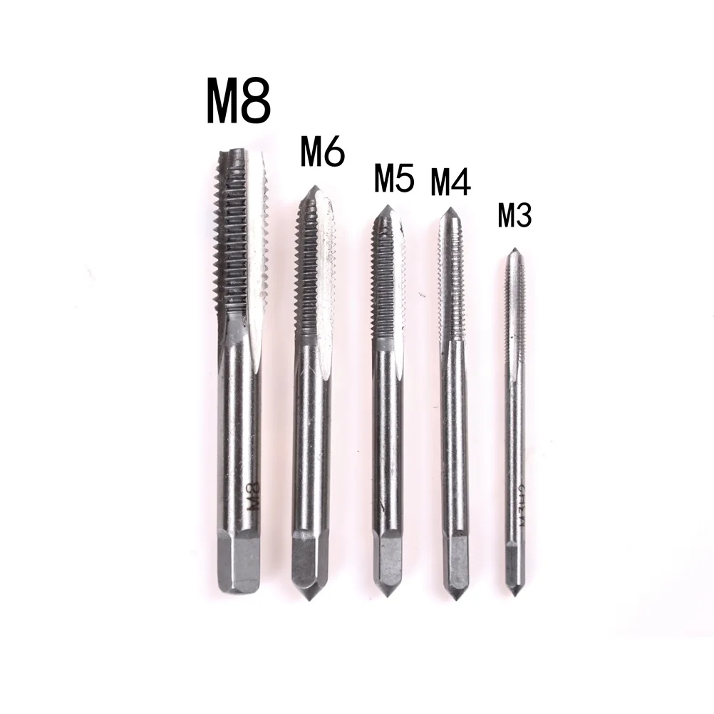 5pcs/Set Hand Tap Tapping Screw Thread Metric Plugs Taps Set M3 M4 M5 M6 M8 Straight Flute 3mm-8mm Hand Screw Thread Metric Plug