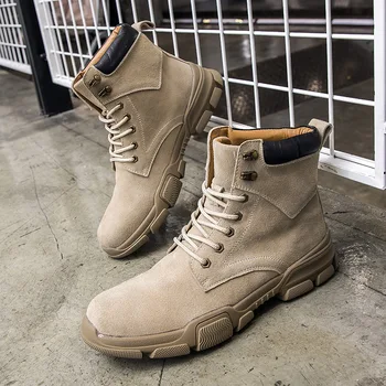 

2019 Autumn Early Winter Shoes Men Boots Genuine Leather Suede Boots Fashion Men Ankle Boots Thick Sole Hard Outsole KA1627