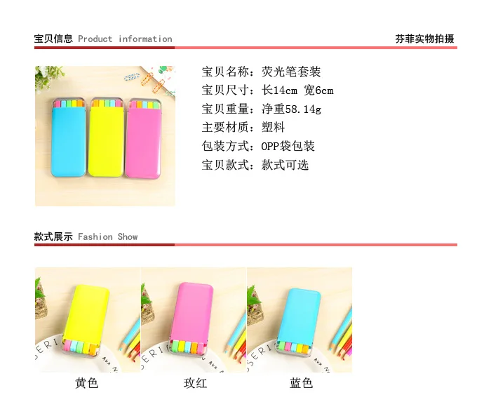 5pcs Candy Color Solid Highlighter Marker Pen Oblique Hilighter Permanent Pen Office School Stationery Kid Gifts Box Water Color