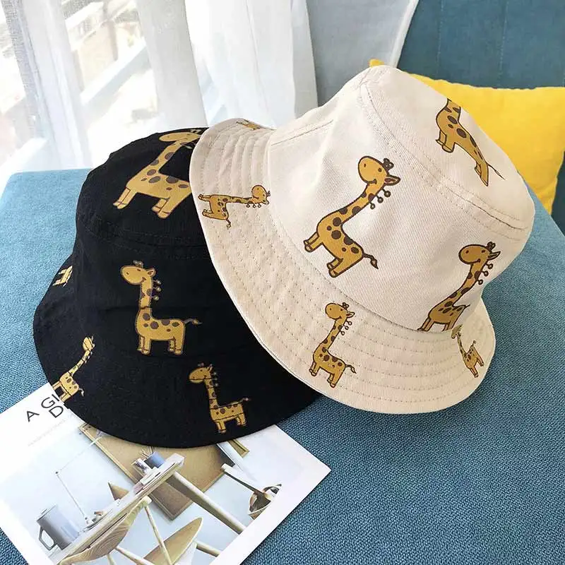 Весенне-осенние детские Панамы с рисунком жирафа, солнечные шапки для девочек и мальчиков, уличная пляжная шляпа, кепка для кемпинга, рыбалки, Повседневная Панама