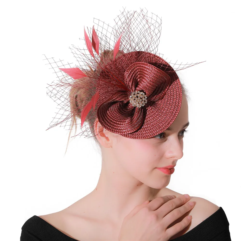 Elegant Women Girls Black Veil Hat Headwear Fascinator Party Costume
