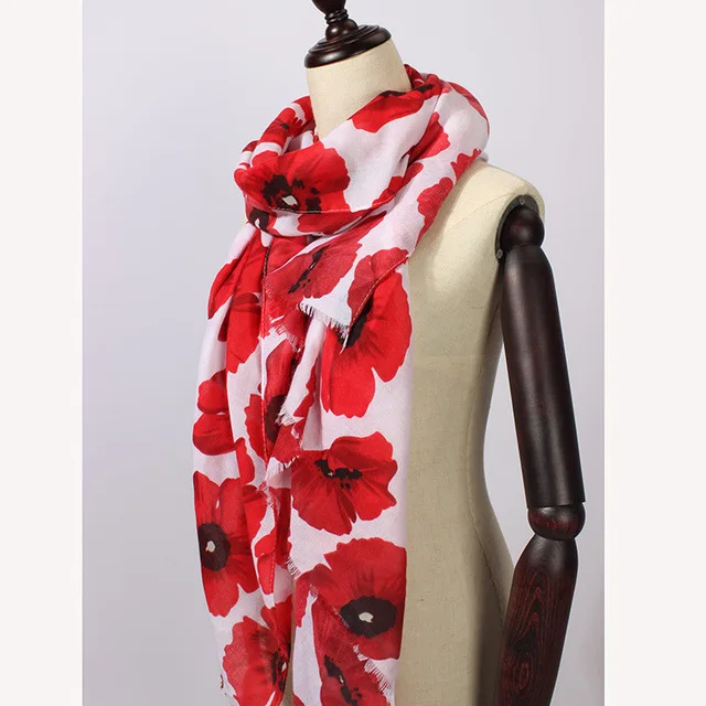 

New Women Cotton Scarf Poppy Scarf Lady Flower Print Shawls And Scarves Wrap Hijab Free Shipping