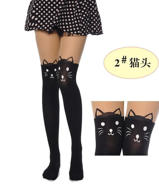 New Fashion Women Nylon Cute Cat Totoro Knee High Tights 16 Styles Tattoo Stockings Girls Sexy Pantyhose Over Knee Stockings Pantyhoses Stockings Packpantyhose Stocking Aliexpress