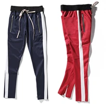 Новинка года; высококачественные штаны на молнии в стиле хип-хоп; Модная одежда для бега в городском стиле; брюки для бега с красной подошвой; Цвет Черный; американский размер