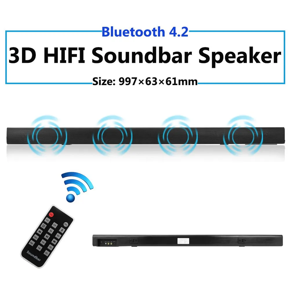 HYASIA 40W Aluminum Alloy Bluetooth 4.2 Soundbar TV AUX TF U Disk Wireless Speaker Bluetooth Sound bar Home Theater Sound System