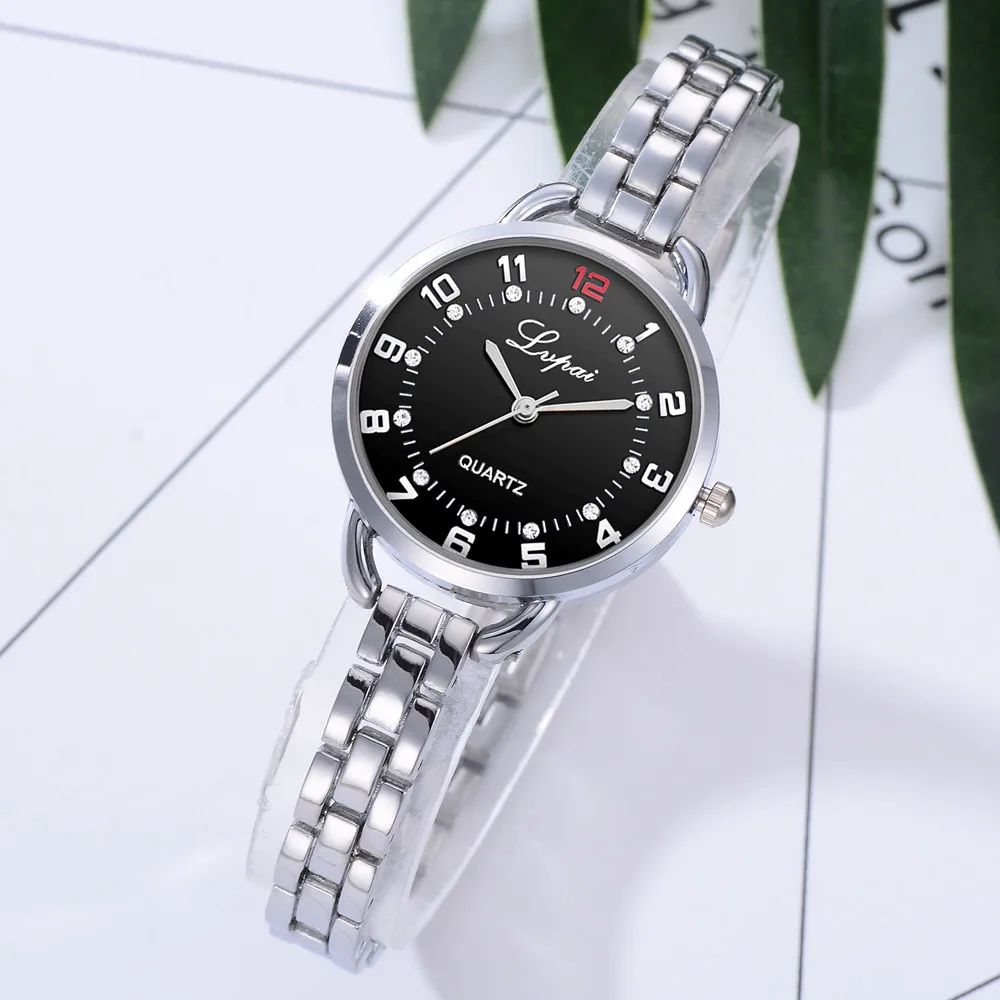 Lvpai Женские Модные Аналоговые кварцевые наручные часы из нержавеющей стали, роскошный простой стиль, дизайнерский браслет женские часы - Цвет: Silver