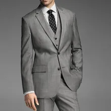 Серые смокинги жениха 3 шт Свадебные костюмы для выпускного вечера для мужчин мужской деловой костюм шафер Жених костюмы(куртка+ брюки+ жилет+ галстук