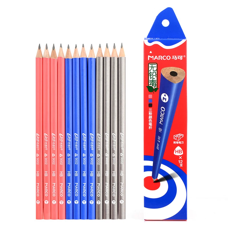 Marco 9002 Non toxic colorful Triangle High Quality Standard Pencils 2H