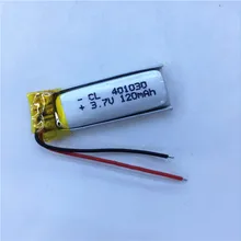 401030 401230 3,7 V 120mAh перезаряжаемый литий-ионный полимерный аккумулятор Lipo батареи для MP3 MP4 игрушка GPS Bluetooth