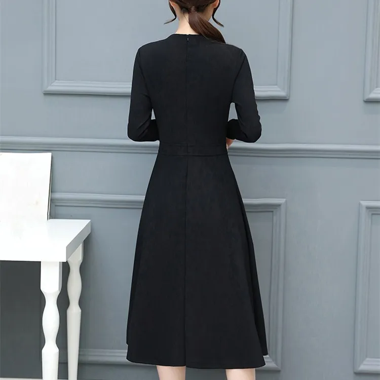 a line black midi dress