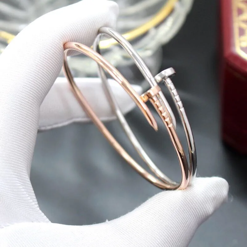 New brand jewelry 925 sterling silver slim nail bangle mini thin nail