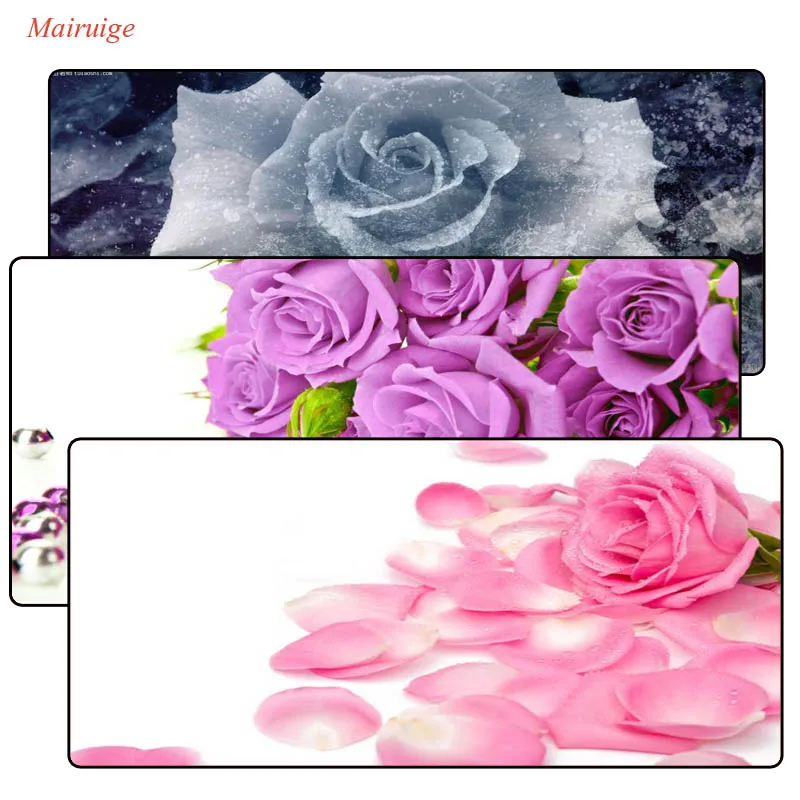 

Mairuige FLOWERs mousepad laptop notbook computer gaming Speed Large mouse pad gamer play mats With White Lock Edge For CS DOTA