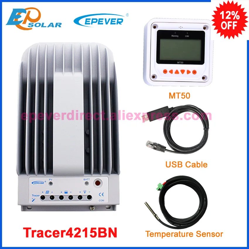 

40A MPPT solar charge controller 12v 24v auto work with MT50 remote meter and PC USB & Temperature Sensor cable
