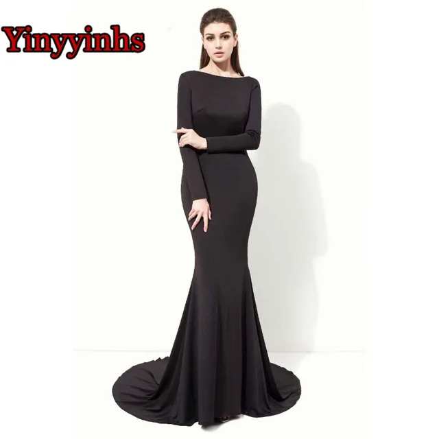 Yinyyinhs Long Sleeve Black Spandex Sheer Back Women S Formal Yinyyinhs Long Sleeve Black Spandex Sheer Back Women S Formal Evening Dress Prom Pageant With Court