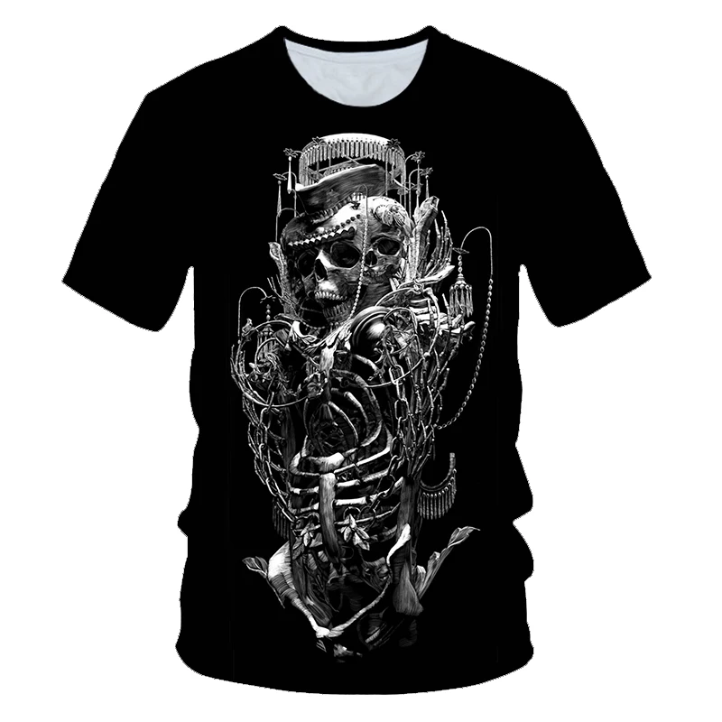 New hot men's summer skull poker print men's short-sleeved T-shirt 3D T-shirt casual breathable season hip-hop brand T-shirt 6XL - Цвет: picture color