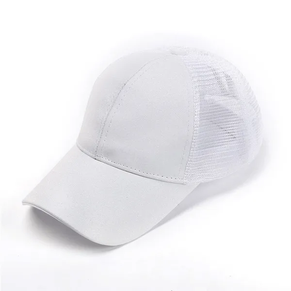 Женская кепка для бега, Мужская блестящая Шляпа Snapback с блестками, летние сетчатые шляпы, регулируемые спортивные шапки - Цвет: white