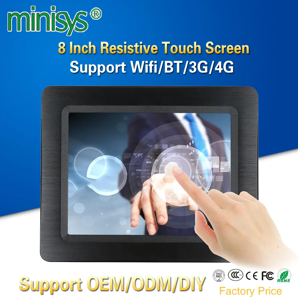 

Minisys Newest 8 Inch All-In-one Panel PC J1900 Processor 2*Intel i211-AT Lan Resistive Touch Screen Computer Embedded SIM Slot