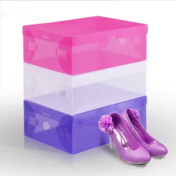 

clear plastic Shoe Box Folding Clamshell Shoes Storage Case Holder dust-proof Shoes box Organizer Box