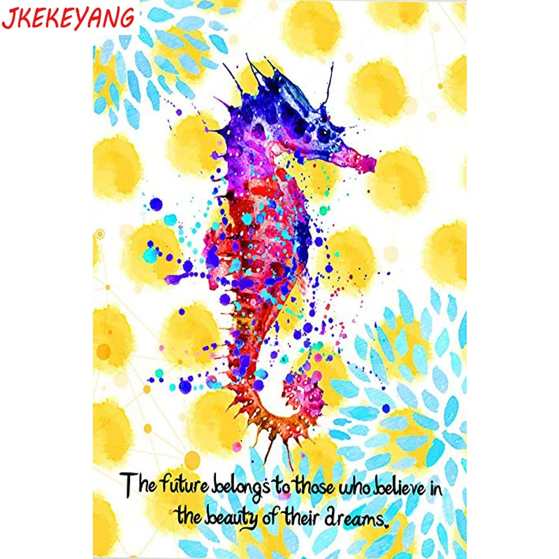 5D DIY square/round Diamond painting Watercolor seahorse Cross Stitch Embroidery Pattern Rhinestone home decor J1271 | Дом и сад