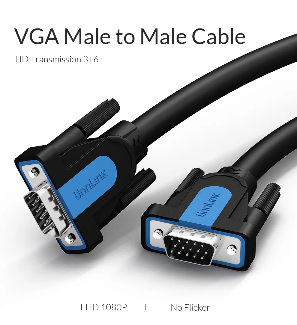 Кабель Unnlink VGA FHD 1080P@ 60H 15 Pin для подключения к разъему VGA 1m 1,5 m 3m 5m 8m 10m 20m для компьютера, СВЕТОДИОДНЫЙ монитор для ТВ-проектора