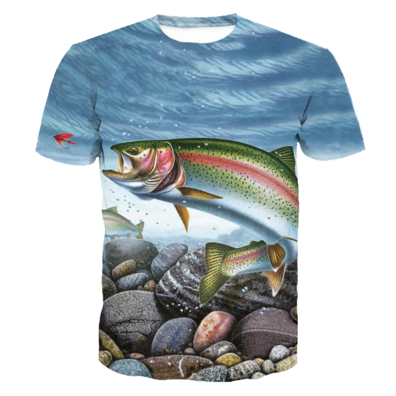 

3D Printed Fish Style Fashion Round Neck Short Sleeve T-Shirts