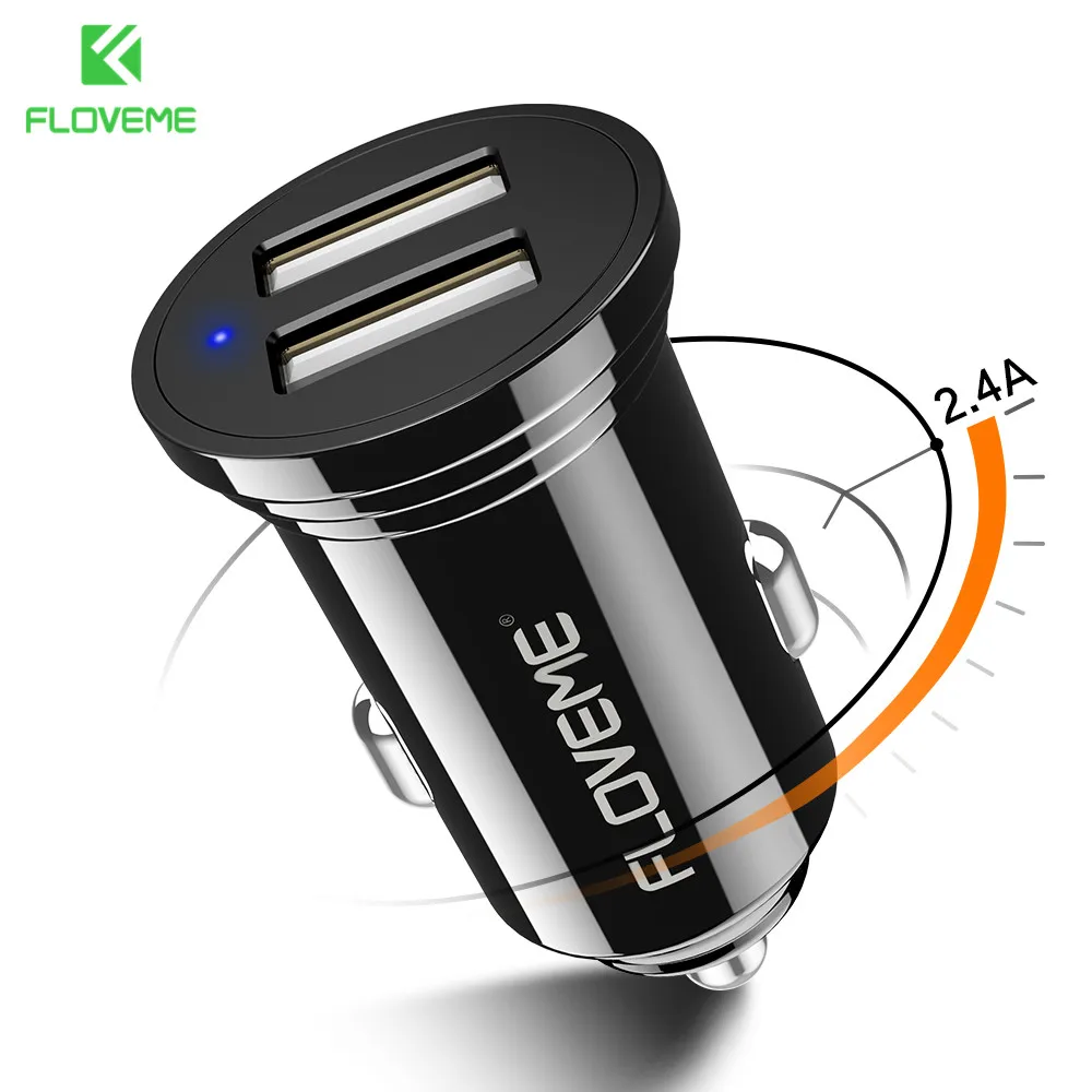 FLOVEME Dual USB Автомобильное зарядное устройство для телефона 2.4A автомобильное слот