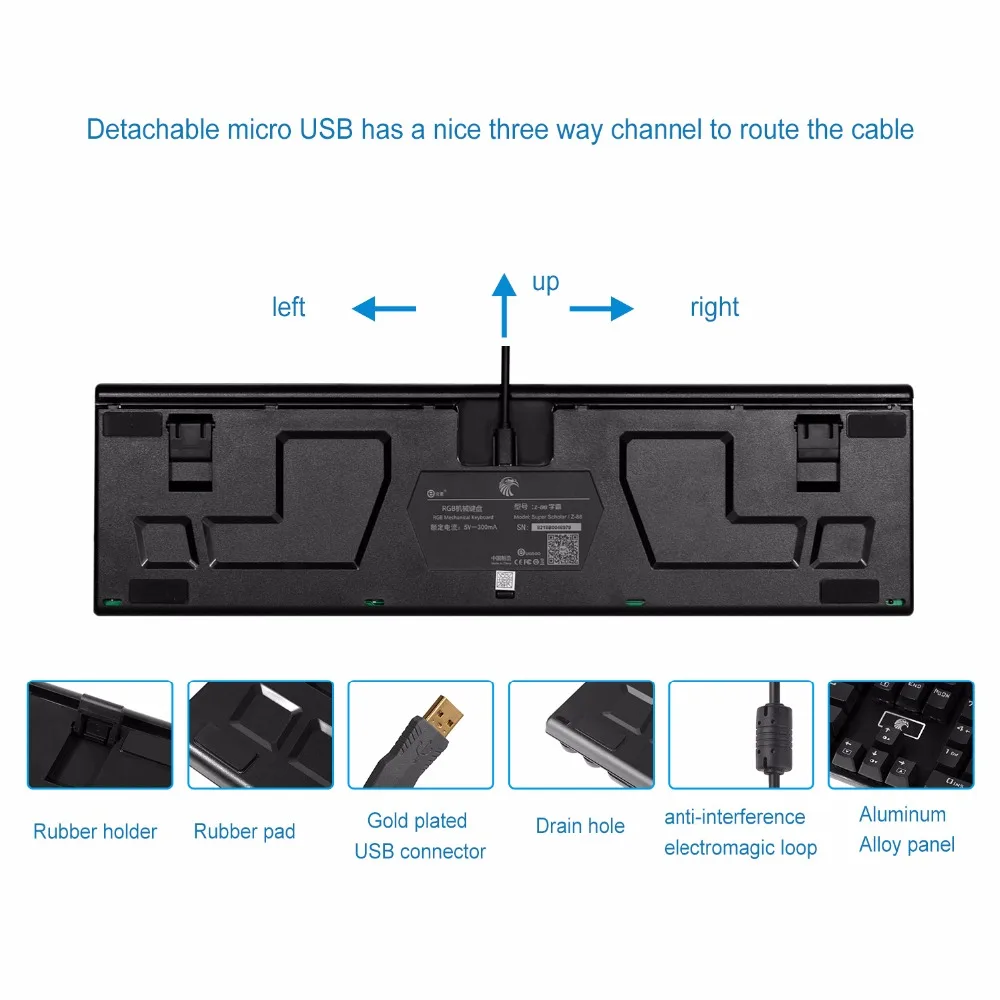 Eagle Z-88 RGB Backlit 104 Keys Mechanical Keyboard Outemu Blue Switches Game Keyboard with Backlight