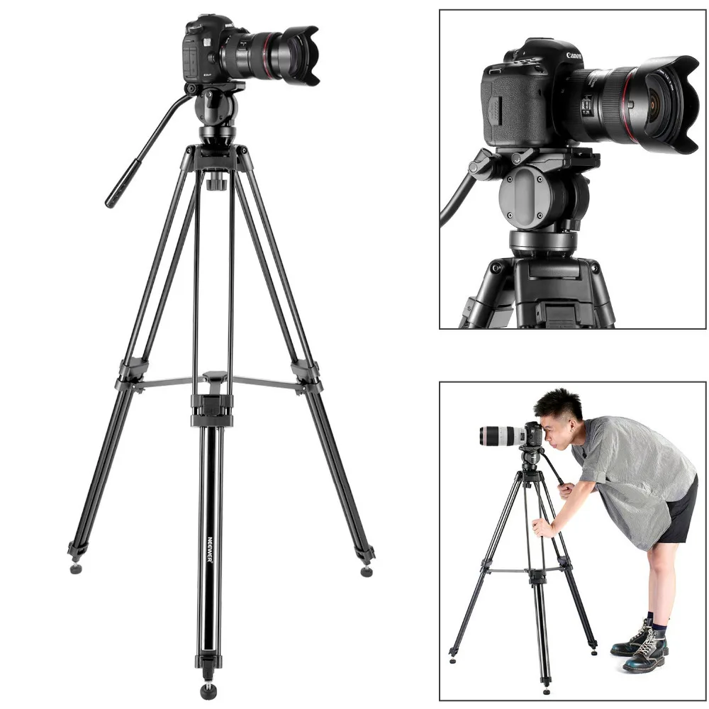  Neewer Professional 61 inches/155 cm Aluminum Alloy Video Camera Tripod 360 Degree Fluid Drag Head 
