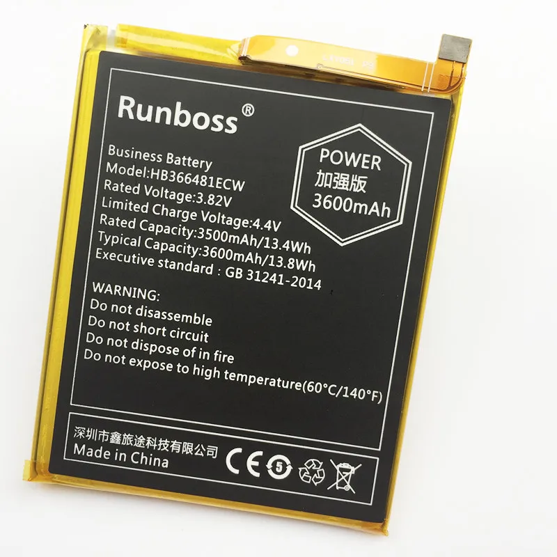 Runboss, новинка, 3600 мА/ч, аккумуляторы высокой емкости HB366481ECW P10Lite для huawei P10 Lite, WAS-L03T, WAS-LX2J, LX1, WAS-LX3, LX2J