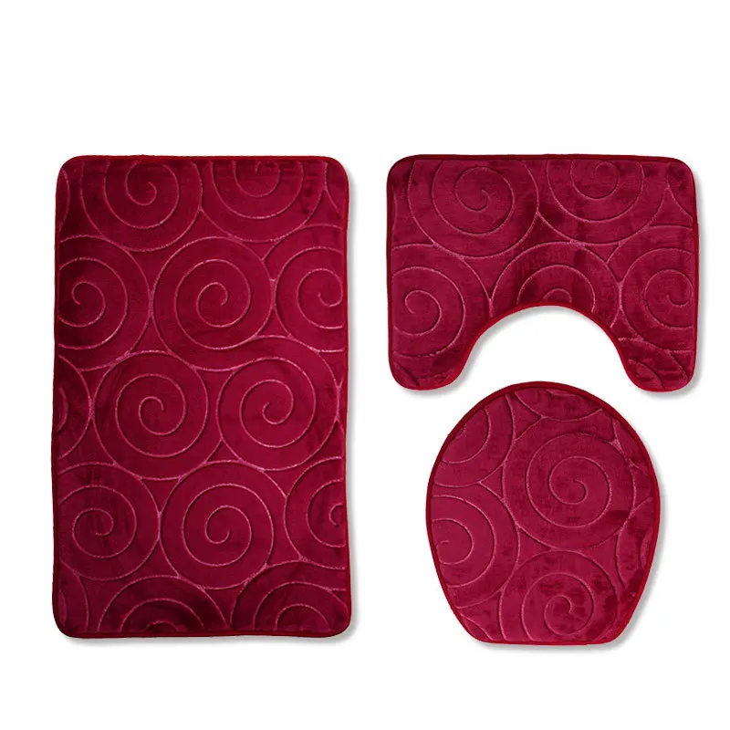 Zeegle Набор ковриков для ванной комнаты фланелевый Противоскользящий кухонный коврик для ванной коврик для туалета моющиеся лохматые коврики - Цвет: red cirlce