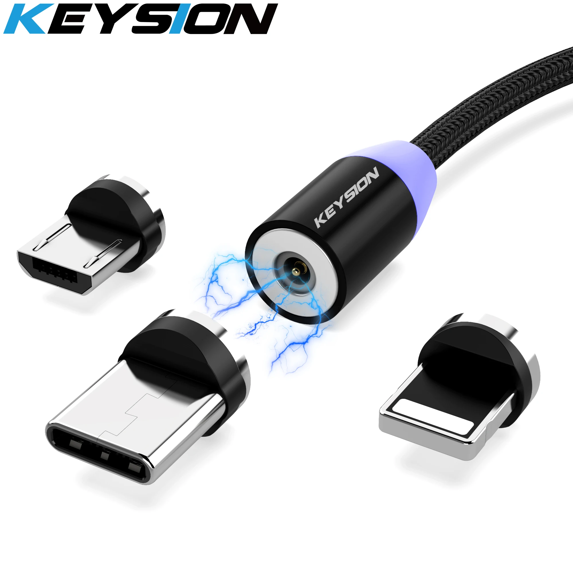 Светодиодный магнитный кабель KEYSION Type-C для Xiaomi Mi 9 SE Redmi Note 7 Pro 1 м 2 А быстрой