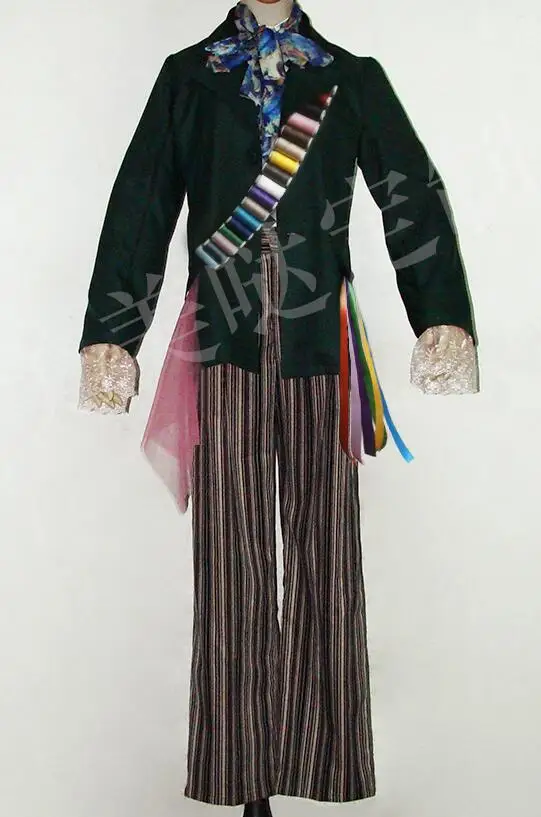 Costume Джони Депп как Mad Hatter косплей костюм наряд Алиса в стране чудес куртка брюки Рождество Хэллоуин Карнавал взрослых мужчин размер - Цвет: Costume