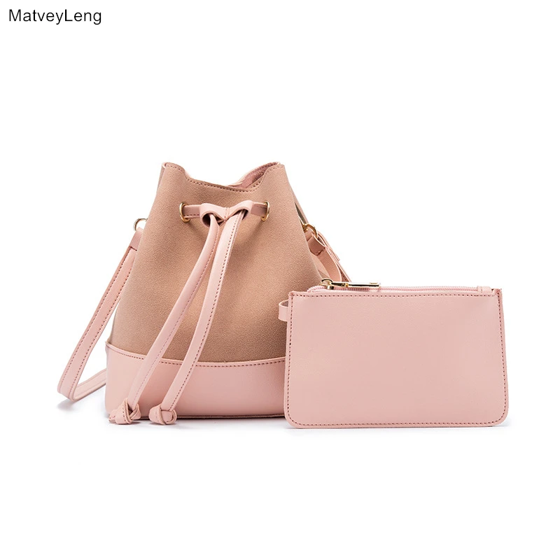 

Fashion Retro Women's DrawString Shoulder Bag PU Material Messenger Bag Large Capacity Multi-function Bucket Bag Free Shipping