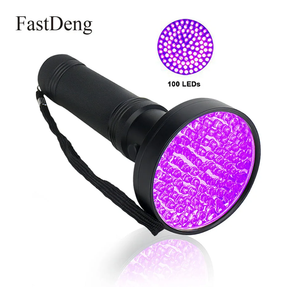 

UV Flashlight 395nm 100 LEDs Ultra Violet Torch Light Lamp Black Light Detector for Dog Urine Pet Stains and Bed Bug AA Battery