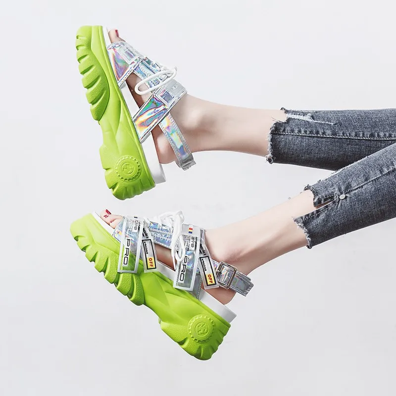 

Candy Color Women High Heels Sandals Summer Muffins Thick Bottom Shoes 2019 Flip Flop Chaussures Femme Platform Roman Sandals