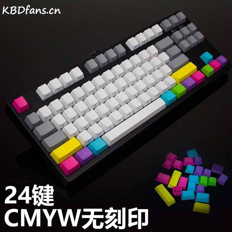 

KBDfans oem profile PBT keycaps blank side top printed CMYW 24keys for wried usb Mechanical gaming keyboard keycap