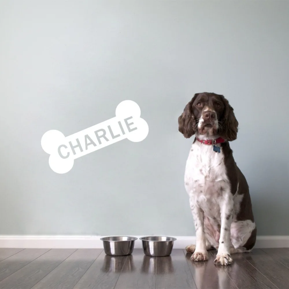 

Custom Any Dogs Name Creative Dog Bone Vinyl Wall Sticker Home Decor Art Decal