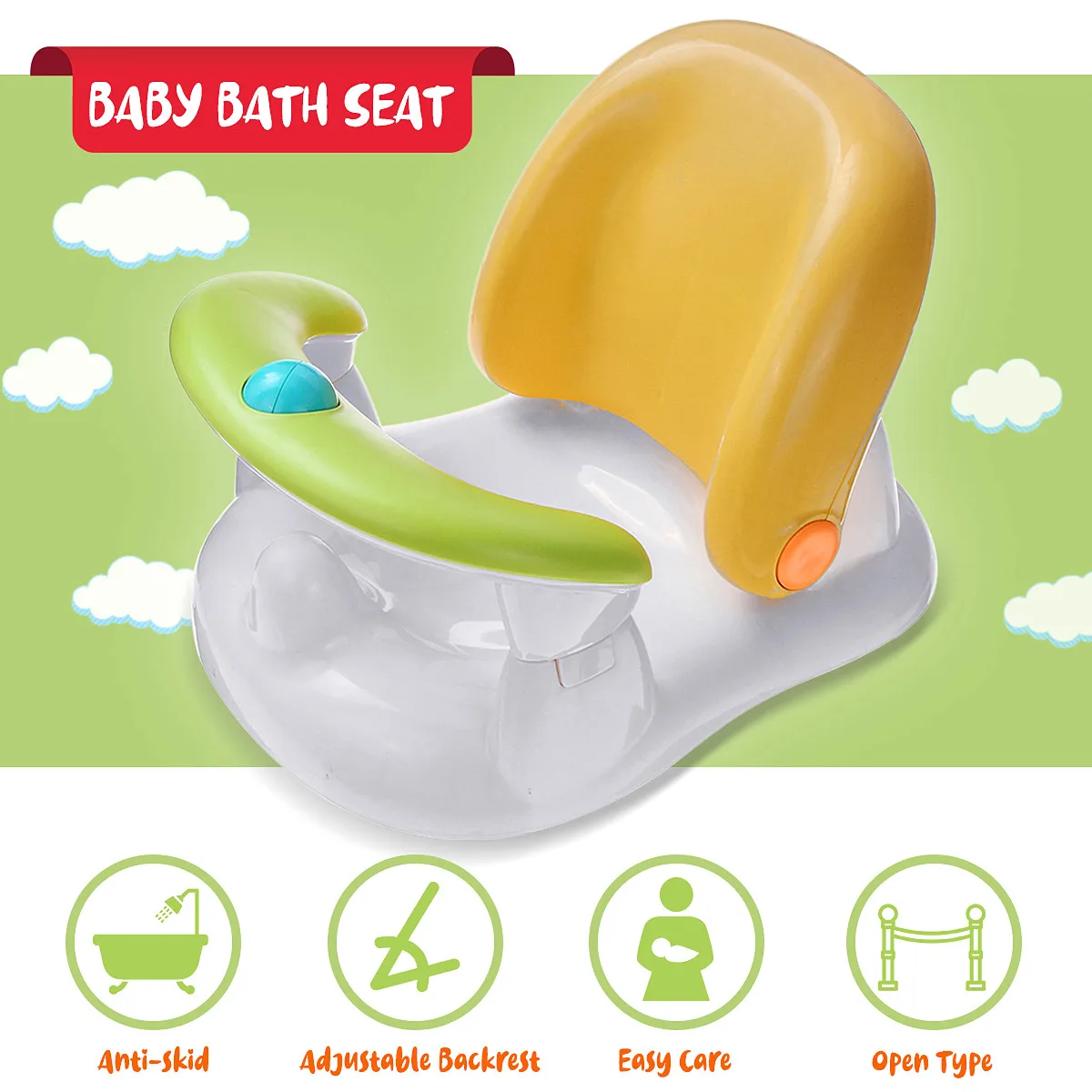 

New Tub Seat Infant Baby Bathtub Chair Angle Adjustable Backrest Safety Security Anti Slip Baby Care Children Bathing Chair Seat