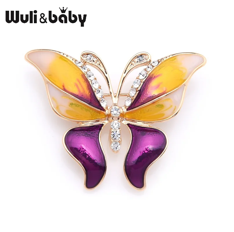 Разноцветные броши в форме бабочек c эмалью от Wuli&ampbaby женские и мужские